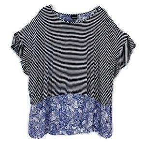 Wallpapher chiffon hem split back Top blouse